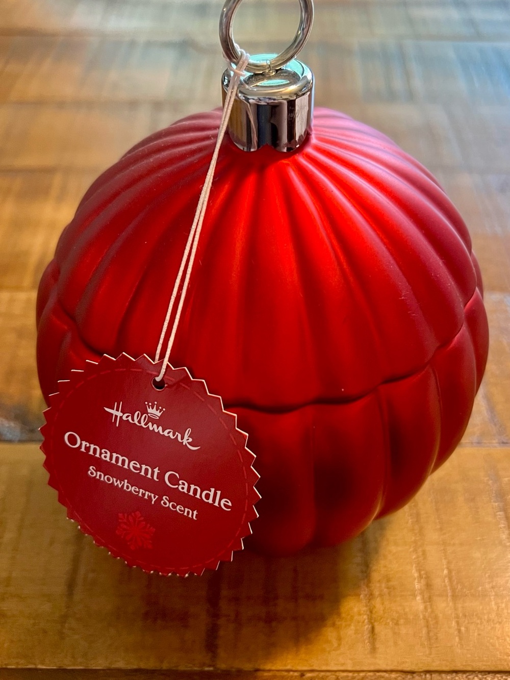 Vintage Hallmark Red Ornament Shaped Candle - Snowberry Scent NEW Unused
